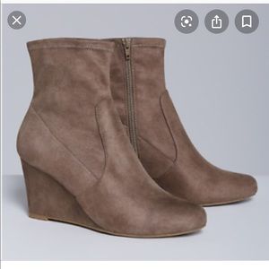 Taupe Wedge Ankle Boots by Lane Bryant